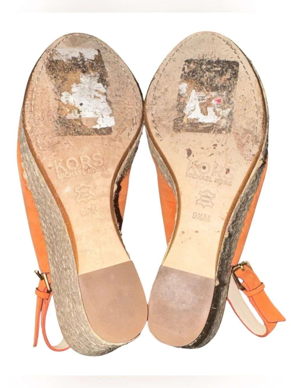 Michael Kors Orange Suede Woven Wedge Sandals Open Toe Resort-wear Size 9.5